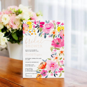 Bohemian aufwendige florale Wasserfarbe Brautparty Folieneinladung