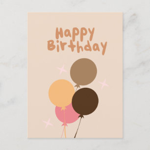 Bohemian Ballons Happy Birthday Handlettering Postkarte