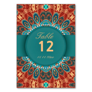 Bohemian Batik Hochzeit Tischnummer Postkarten