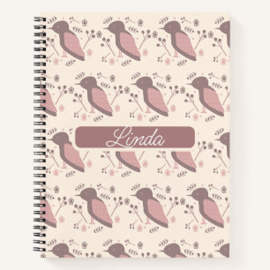Bohemian Birds Stumm Rosa Name Journal Notizbuch