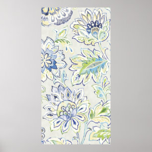 Bohemian Blue Flower Poster