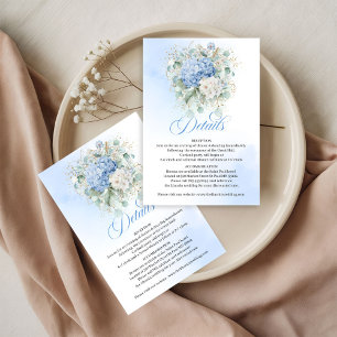 Bohemian Blue Hydrangea Hochzeitsdetailkarte RSVP Karte