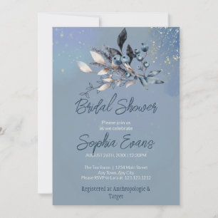 Bohemian Blueberries & Greenery Blaues Brautjungfe Einladung