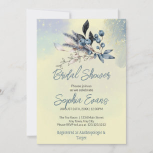 Bohemian Blueberries & Greenery Blaues Brautjungfe Einladung