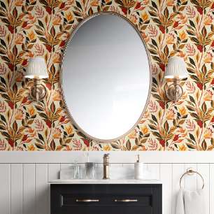 Bohemian Blumenranke Erdig Tapete