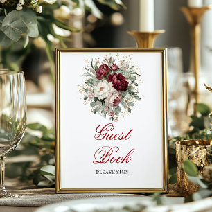 Bohemian Blush Burgund Weinrote Gästebuchposter Poster
