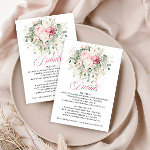 Bohemian Blush Florale Hochzeitsdetails Karte
