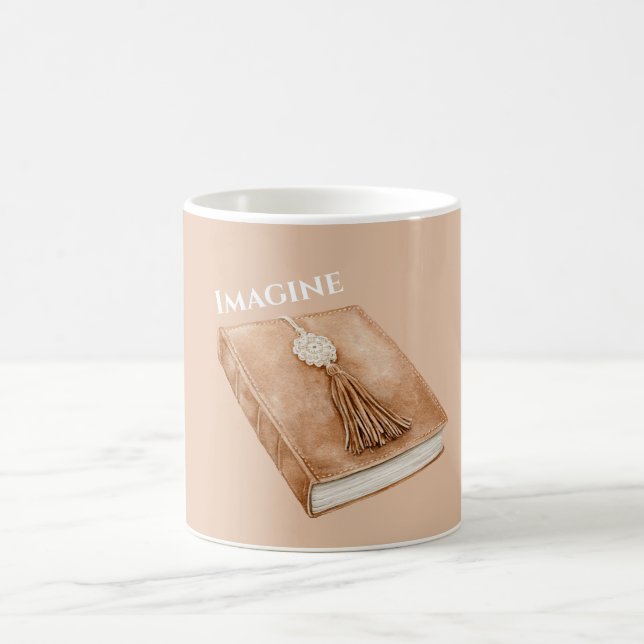 Bohemian Boho Braunes Tan Buchlesezeichen Kaffeetasse (Mittel)