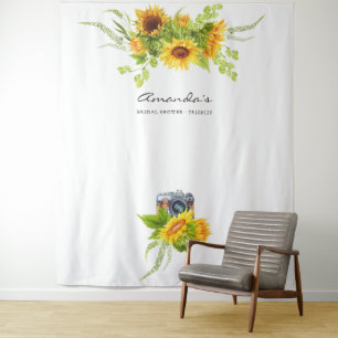 Bohemian Boho Sonnenblumen Brautparty Fotobox Wandteppich