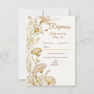 Bohemian, botanical style Response RSVP Karte