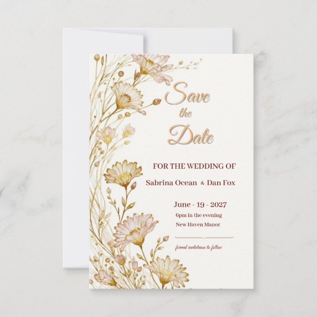 Bohemian, botanical style Save The Date (Vorderseite)