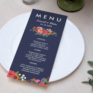 Bohemian Bouquet Autumn Wedding Menu Menükarte