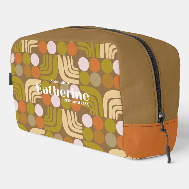 Bohemian Braun Grün Orange Waschbeutel (Rechte Ecke)