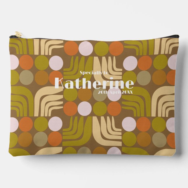 Bohemian Braun Grün Orange Zubehörtasche (Vorderseite)