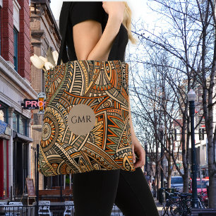 Bohemian Brown, Rust & Black Design Monogramm