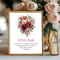 Bohemian Burgund Herbstblumen Offene Bar Tischdeko