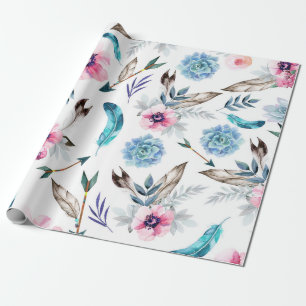 Bohemian Chic Blumen Boho Mädchen Geburtstagsfeier Geschenkpapier