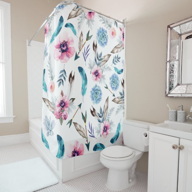 Bohemian Chic Floral Boho Mädchen Duschvorhang (Beispiel)