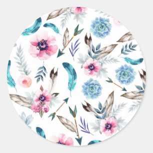 Bohemian Chic Floral Boho Mädchen Geburtstagsfeier Runder Aufkleber