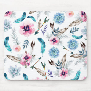 Bohemian Chic Floral Boho Mädchen Mousepad