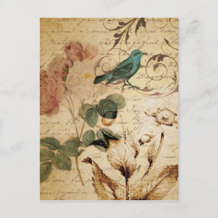 Bohemian Chic Paris Schriften Vogel französisch bo Postkarte
