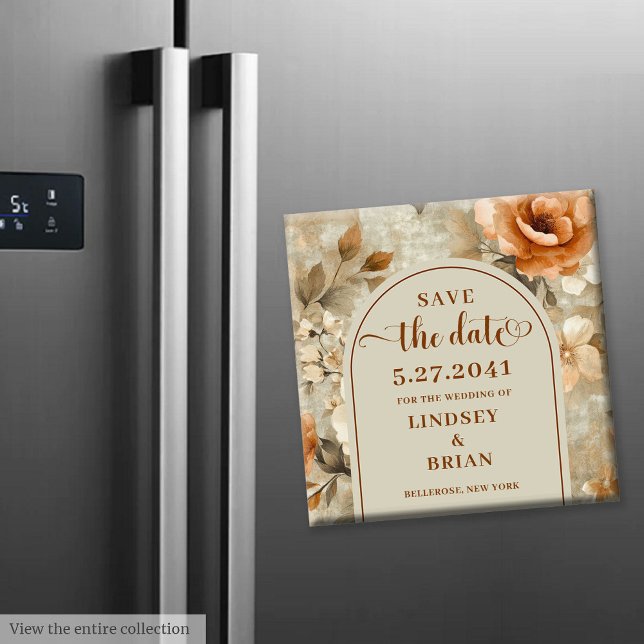 Bohemian Chic Terrakotta Beige Salbei Save-the-Dat Magnet (Bohemian Chic Terra Cotta Beige Sage Save the Date)