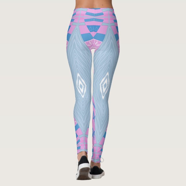 Bohemian Chintz Illustration Pink Blue White 2 Leggings (Rückseite)