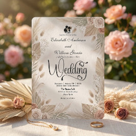 Bohemian Cream Chic Floral Rustic Wedding Einladung