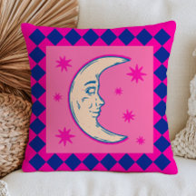 Bohemian Crescent Moon Hot Pink& Blue Celestial 