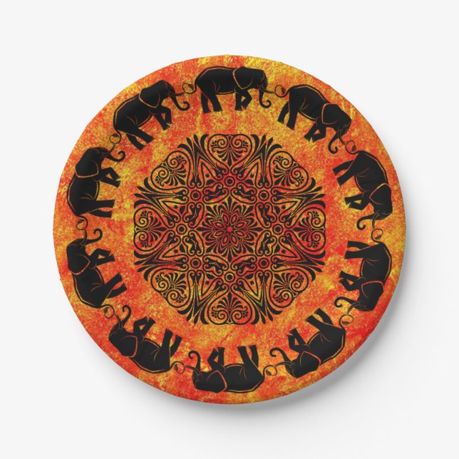Bohemian Design Papierparty Teller (Vorderseite)
