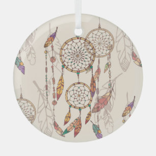 Bohemian Dream Catcher Nahtlos Handgezeichnet Ornament Aus Glas