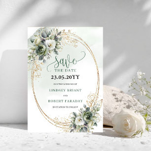 Bohemian Dusty Green Hochzeit Save The Date Karte
