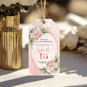Bohemian Dusty Pink Blumen Grüne Süße 16 Geschenkanhänger