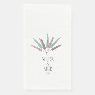 Bohemian-Federn Pastell-Paar-Name Hochzeit Serviette