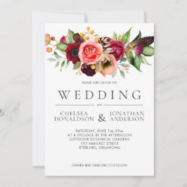 Bohemian Floral Burgundy Feather Wedding | Ankündigung