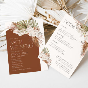 Bohemian Floral & Feathers Bach-Wochenende Einladung