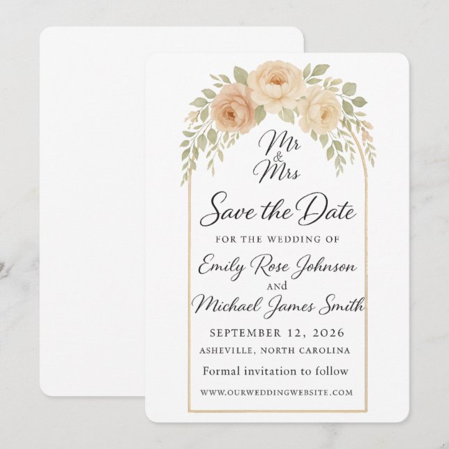 Bohemian Floral Save The Date (Vorne/Hinten)