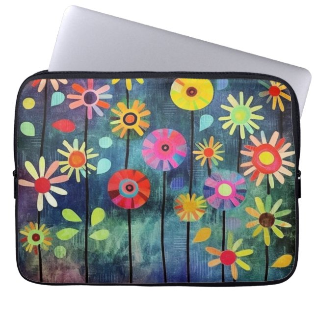 Bohemian Flowers Farbige Laptopschutzhülle (Vorderseite)