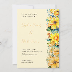 Bohemian Gelbe Blumige Gelbe Hochzeit Einladung