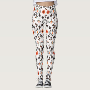 Bohemian gestreift floral: handgezeichnet vintage. leggings