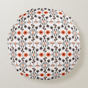 Bohemian gestreift floral: handgezeichnet vintage. rundes kissen