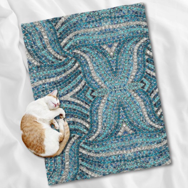 Bohemian Girly Chic Silver Grey Turquoise Fleecedecke (bohemian girly chic silver grey turquoise blue fleece blanket)