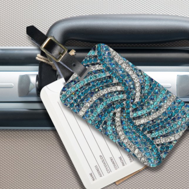 Bohemian Girly Chic Silver Grey Turquoise Gepäckanhänger (bohemian girly chic silver grey turquoise blue luggage tag)