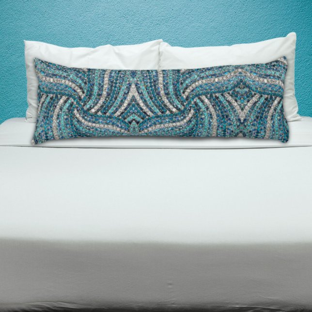 Bohemian Girly Chic Silver Grey Turquoise Seitenschläferkissen (bohemian girly chic silver gray turquoise blue body pillow)