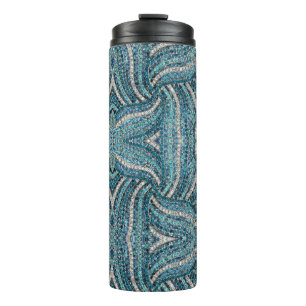 Bohemian Girly Chic Silver Grey Turquoise Thermosbecher