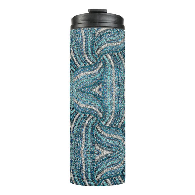 Bohemian Girly Chic Silver Grey Turquoise Thermosbecher (Vorderseite)