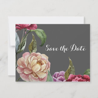 Bohemian Grau & Lila Blumige Save-the-Date-Karten Save The Date