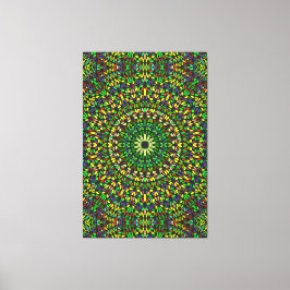 Bohemian Green Stone Mandala Premium Wrapped  Leinwanddruck