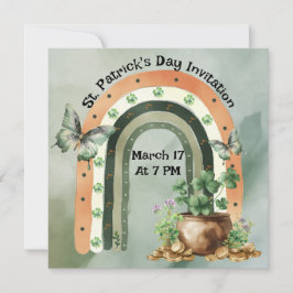 Bohemian Green Watercolor Rainbow Illustration Einladung