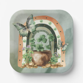 Bohemian Green Watercolor Rainbow Illustration Pappteller